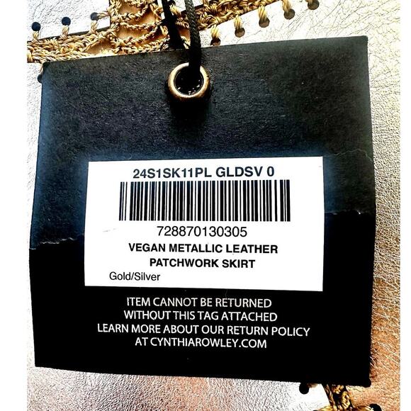Cynthia Rowley - Mixed Metallic Vegan Leather Skirt - Picture 3 of 10